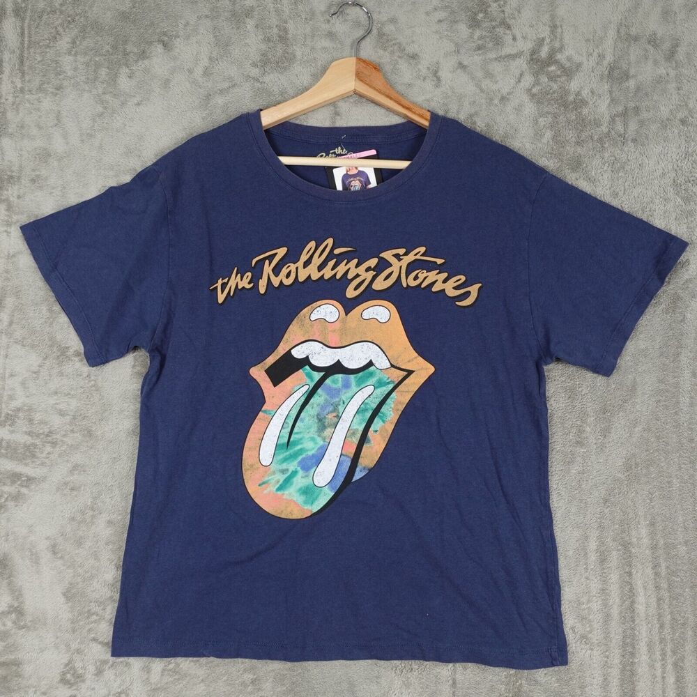 The Rolling Stones Graphic T-Shirt Women XXL Logo Front Pullover Short Sleeves